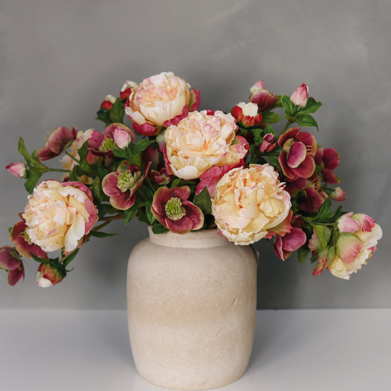 Peony Faux Floral, Yellow, 19.5" H x 5" W