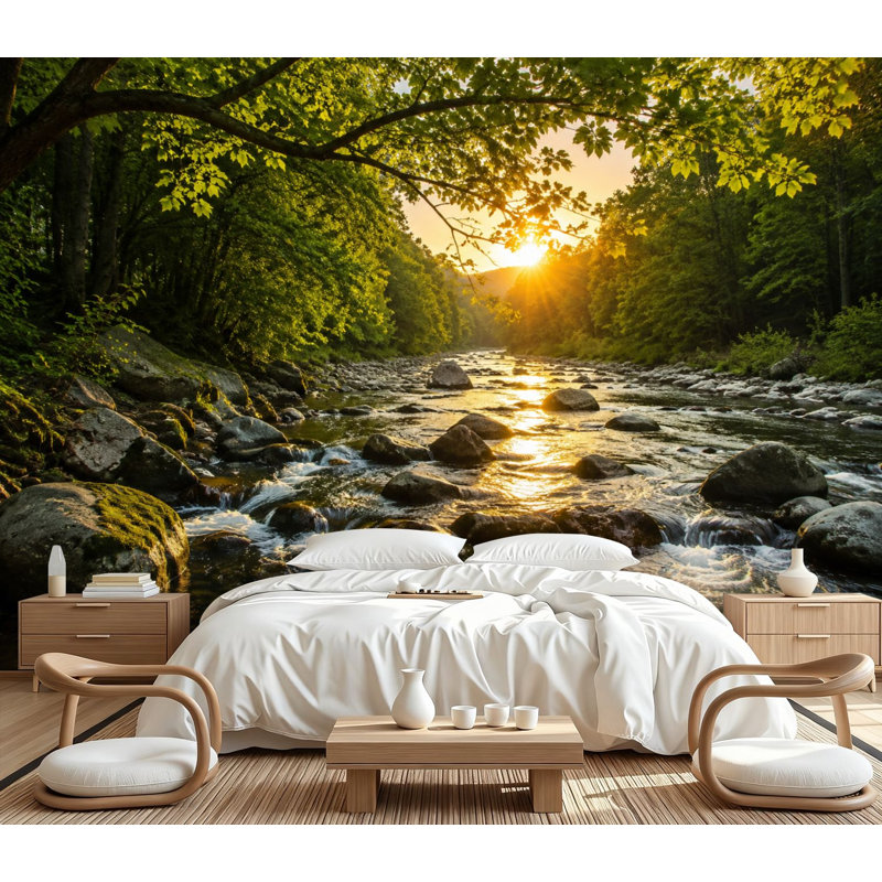Papier peint auto-adhésif Mountain Trout Stream Pennsylvania, 100.08" L x 144" W