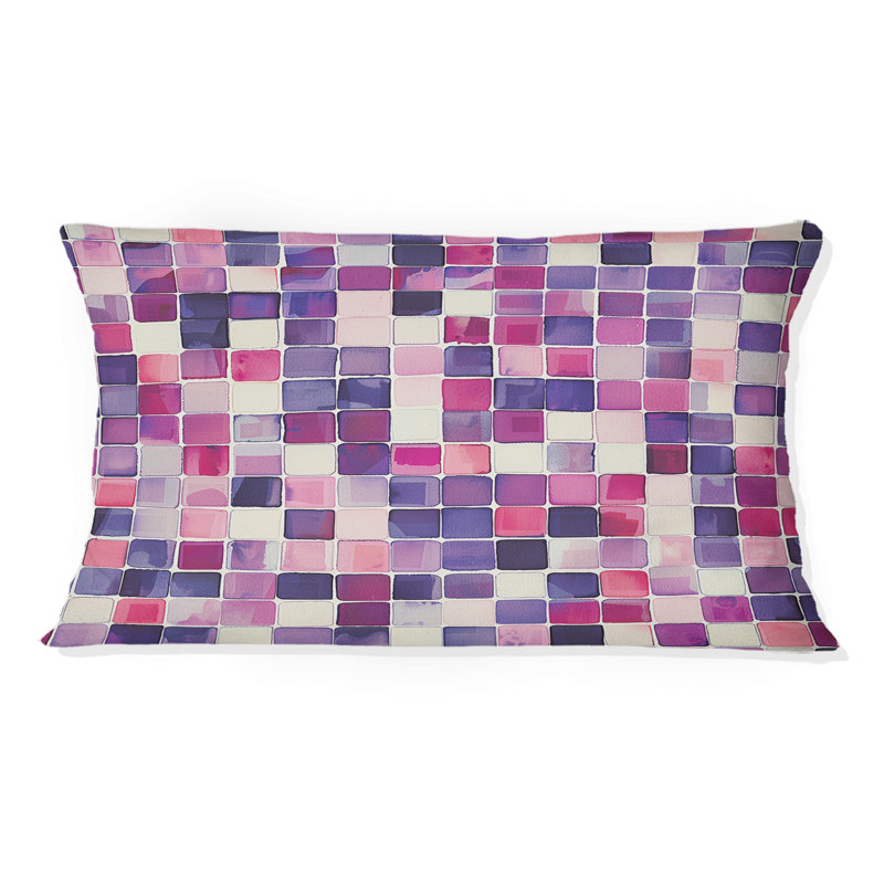 Coussin lombaire rose Mid-Century Mosaic Tiles II - Mid-Century