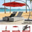  Parasol de patio décalé 11 pi avec base Yardgrace, rotation à 360 ° et inclinaison réglable, résistant aux rayons UV et à l'eau-251414248