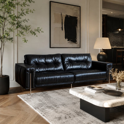 Modern family style sofa with soft Leather Match upholstery comfortable and stylish seating perfect for contemporary living rooms
