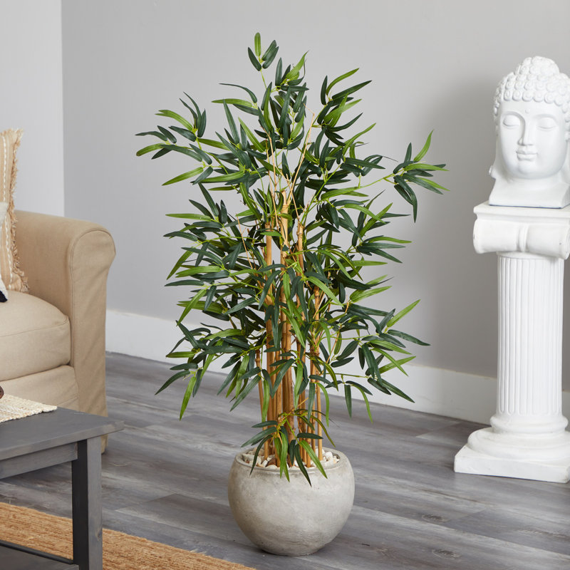 48'' Faux Bamboo Tree in Stone Planter