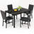 4-Person Dining Table And Chair Set, Dining Table And Chair 5-Piece Set, Diamond Leather Seats For Dining Room,-1638086765