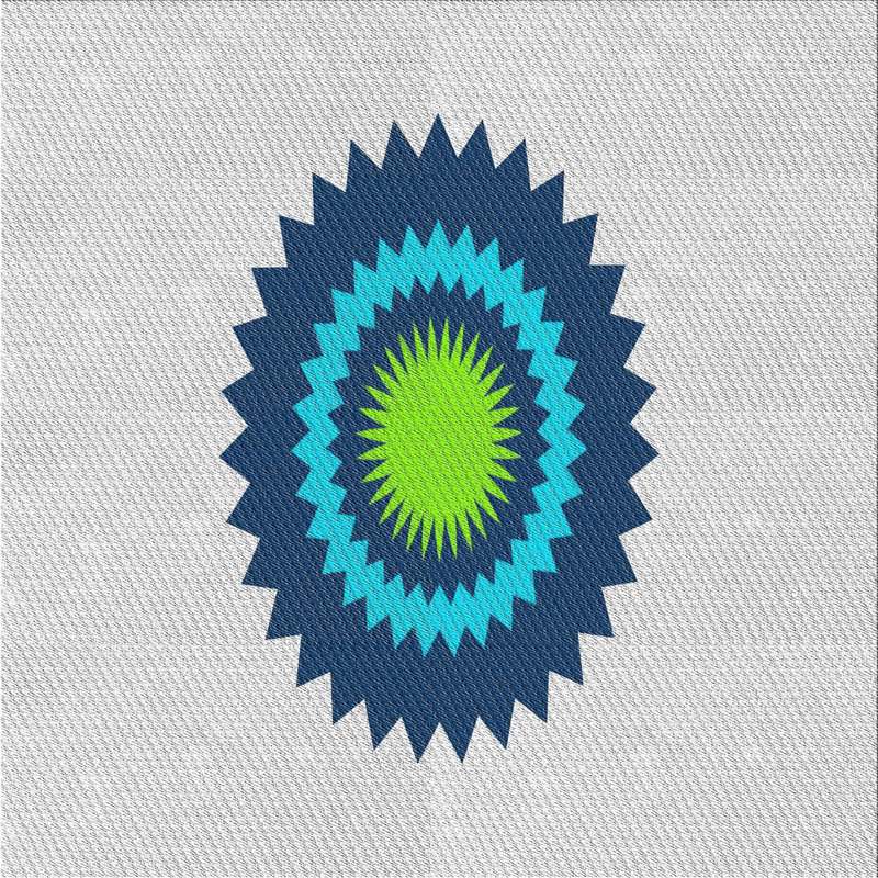 Tapis blanc/bleu/vert à tisser électrique, Carré 6 pi
