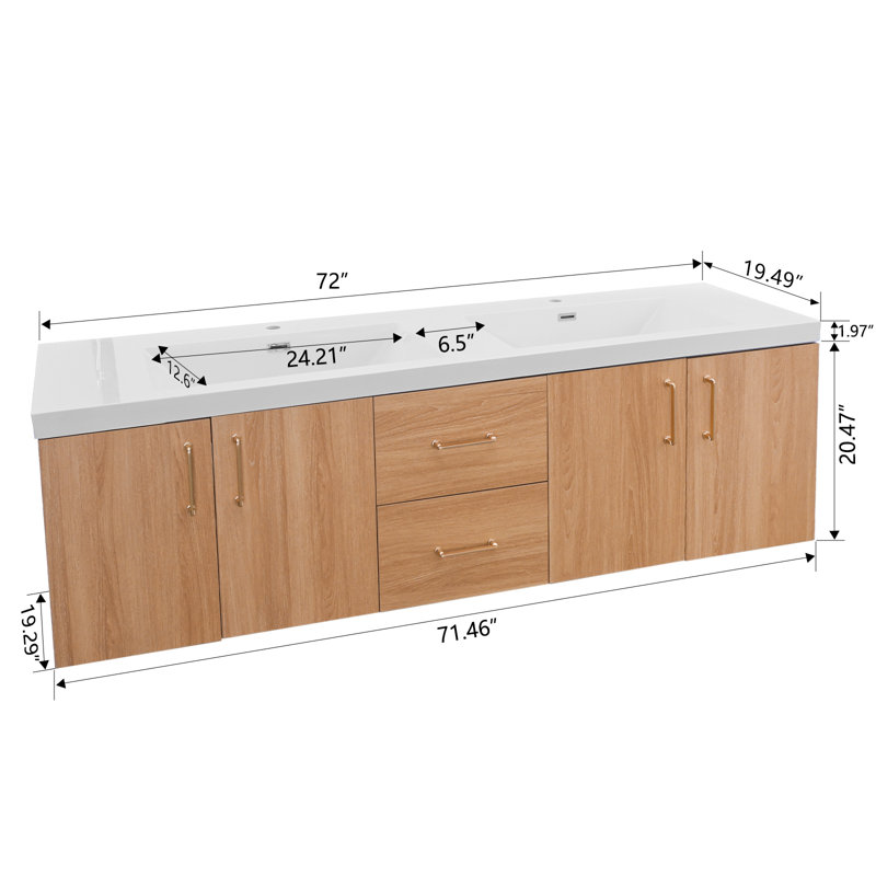 72" Bathroom Vanity With Double Sinks