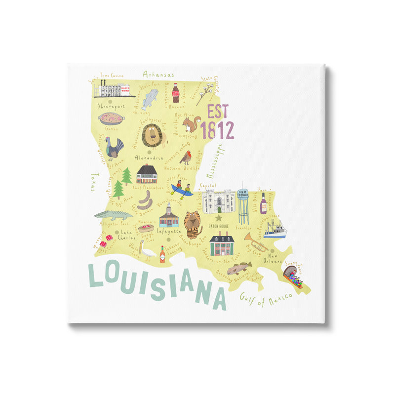 «Au-610-Canvas Louisiana State», carte sur toile par Carla Daly, impression, H 17 po x l 17 po x P 1,5 po