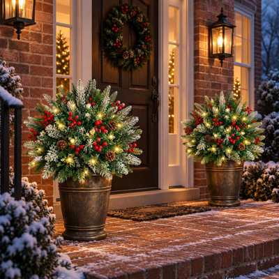 2-Piece 24" Lighted Christmas Urn Filler with Warm White LEDs