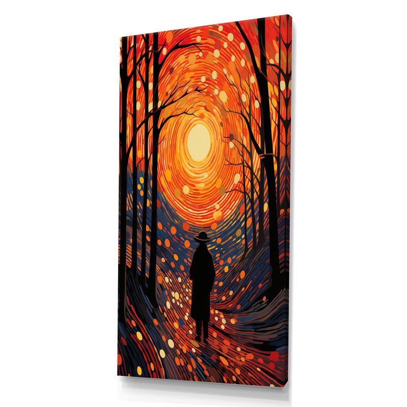 Orange Dawn Awakening Path - Art mural mural, Toile tendue, H 60 po x l 28 po x P 1,5 po