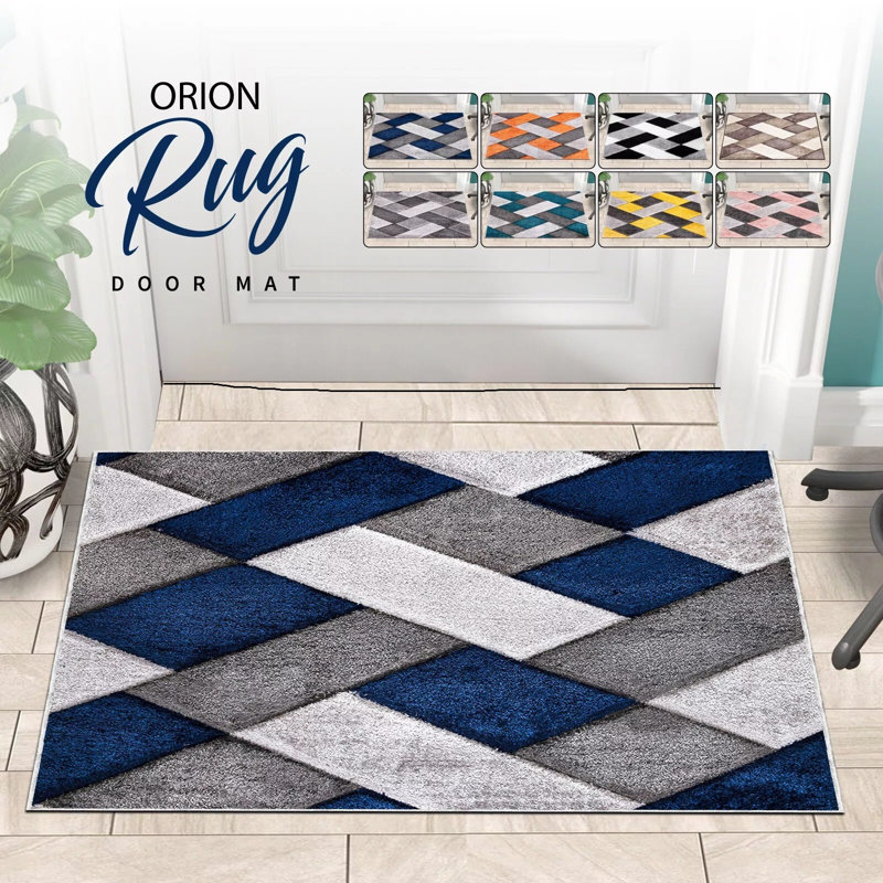 Christean Non-Slip Indoor Doormat, Orange, 60cm W x 110cm L