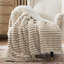 Couvre-lit en polaire Sherpa, très doux réversible avec chaleur douillette, motif rayé pour un confort de tous les jours-105504210-105504208