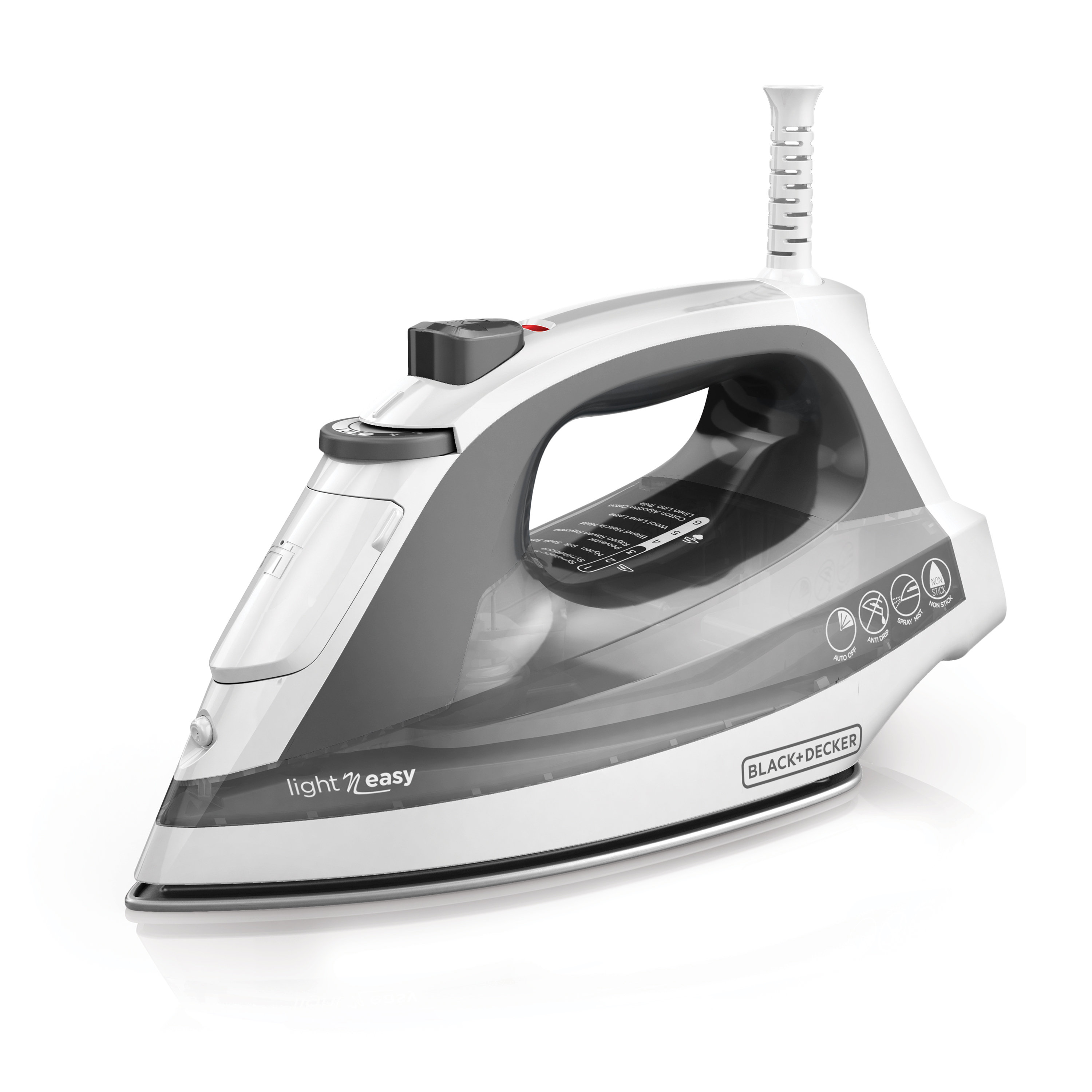 Black+Decker Fer à Vapeur 2200W - Vapeur Continue 30g/min Coup De Vapeur 120g/min Semelle Inox
