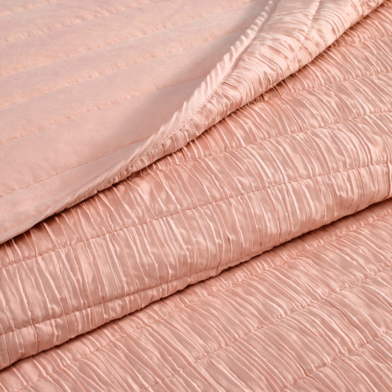 Ensemble de courtepointe en microfibre délavée 3 pièces Swift Home, Corail, Courtepointe double/grand et 2 taies décoratives 