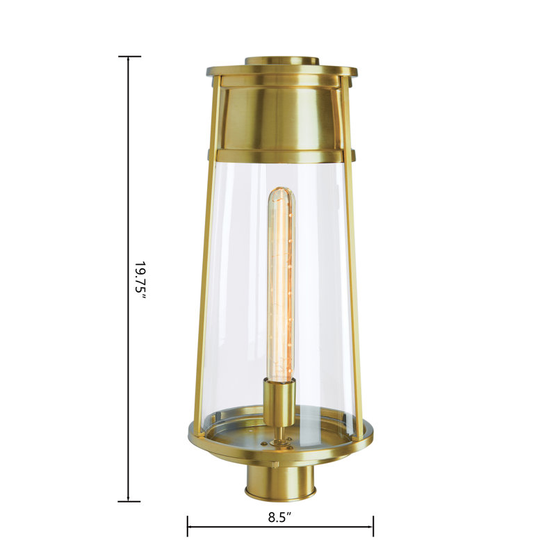 Lampadaire d'extérieur 1 lumière de hauteur 19,75 po Gillermina - Laiton satiné