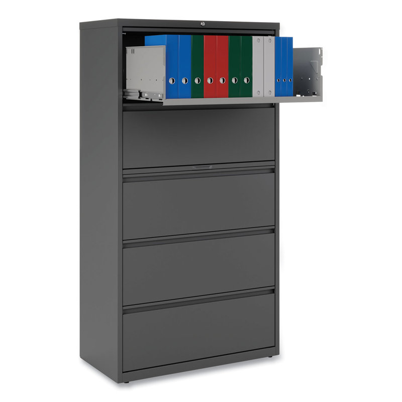 Charcoal 36'' Wide 5-Drawer Steel Lockable File Cabinet