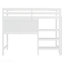 Lit mezzanine simple en bois avec tablettes, bureau et tableau d'écriture - Blanc-96802405