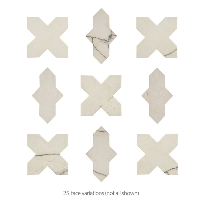 Istanbul Templar Shield With Cross 8-3/8 In. X 8-3/8 In. Porcelain Floor And Wall Tile Kit, White/Gray
