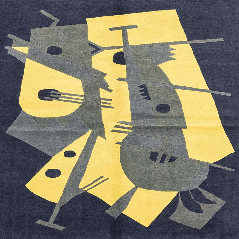 Abstract Indoor Rug, Square 5'