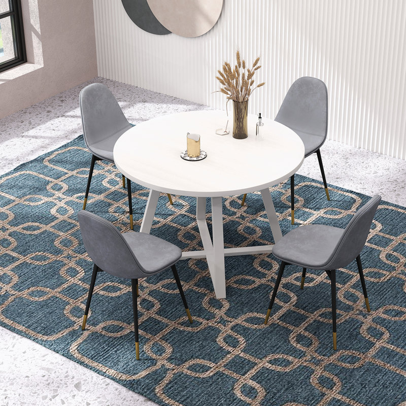 Élégant ensemble de salle à manger 5 pièces avec table à tréteaux et 4 chaises, idéal pour créer une atmosphère de salle à manger harmonieuse