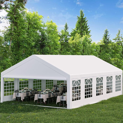 32x20 FT Party Tent Heavy Duty Wedding Canopy with White Large Roof, Detachable Sidewalls, and 3 Storage Bags, Outdoor Party Canopy for Wedding Parties, Outdoor Events, and Camping