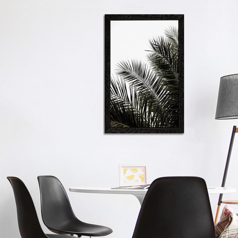 Palm Leaves III by Mareike Böhmer - 1 Piece Floater Frame Wall Art on Canvas, 152.5 cm H x 101.5 cm W, Black