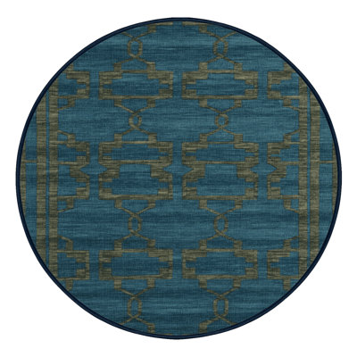 Machine Washable Trellis Blue Area Rug