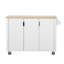 Îlot de cuisine cannelé de 51 po avec abattant, îlot de cuisine Farmhouse sur roulettes avec support de rangement interne, chariot de cuisine roulant avec porte-serviettes-7122774