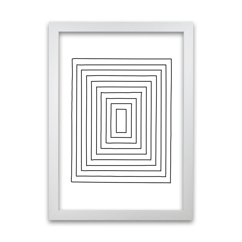 Geometric Black And White B - Print, White Frame, 84cm H x 59cm W x 3cm D