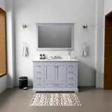 Dark Grey Single Bath Vanity 48 in. W x 22 in. D, Cultured Marble Top, White Square Sink, and 46 in. Mirror