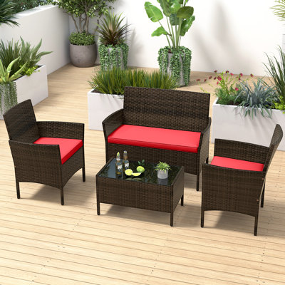 Rayna 4 - Person Patio Conversation Set with Cushions