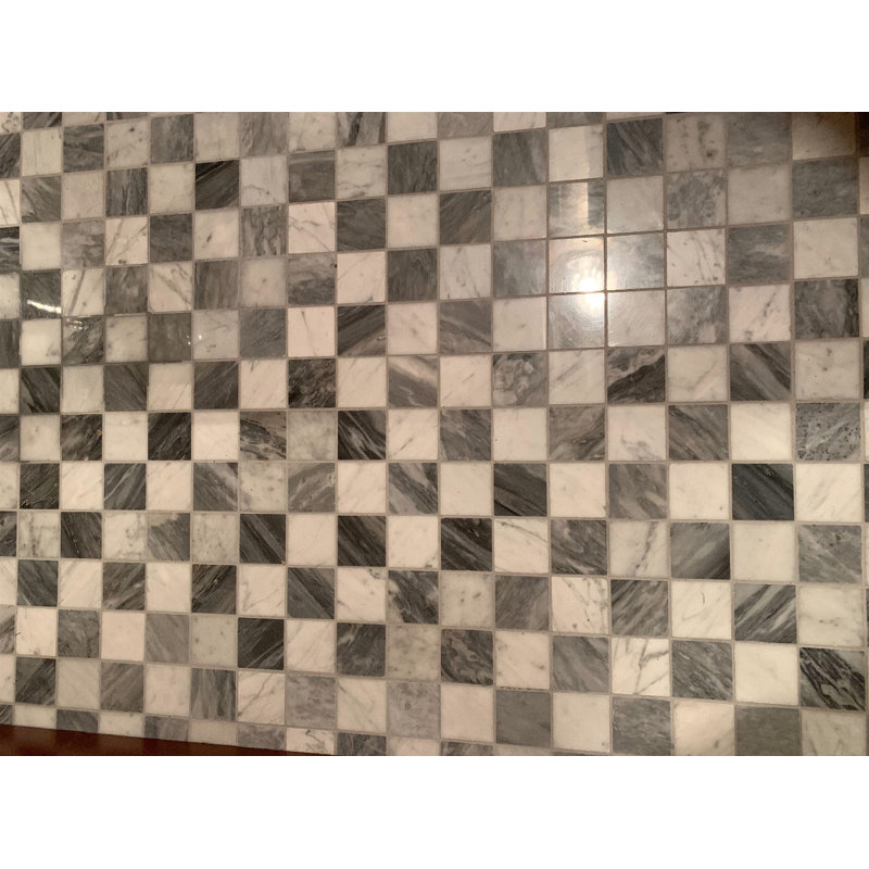 11.65 in. x 11.65 in. Marble Tile, White/Gray