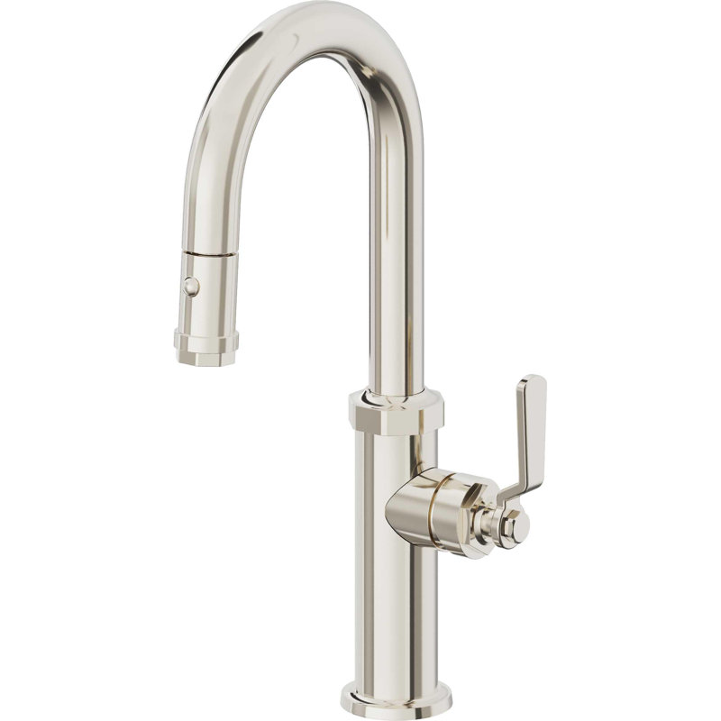 Pull-Down Prep/Bar Faucet With Button Sprayer, Polished Nickel