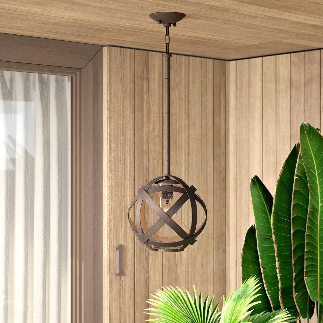 Carson Vintage Iron 1 -Bulb 10" H Outdoor Pendant Hinkley