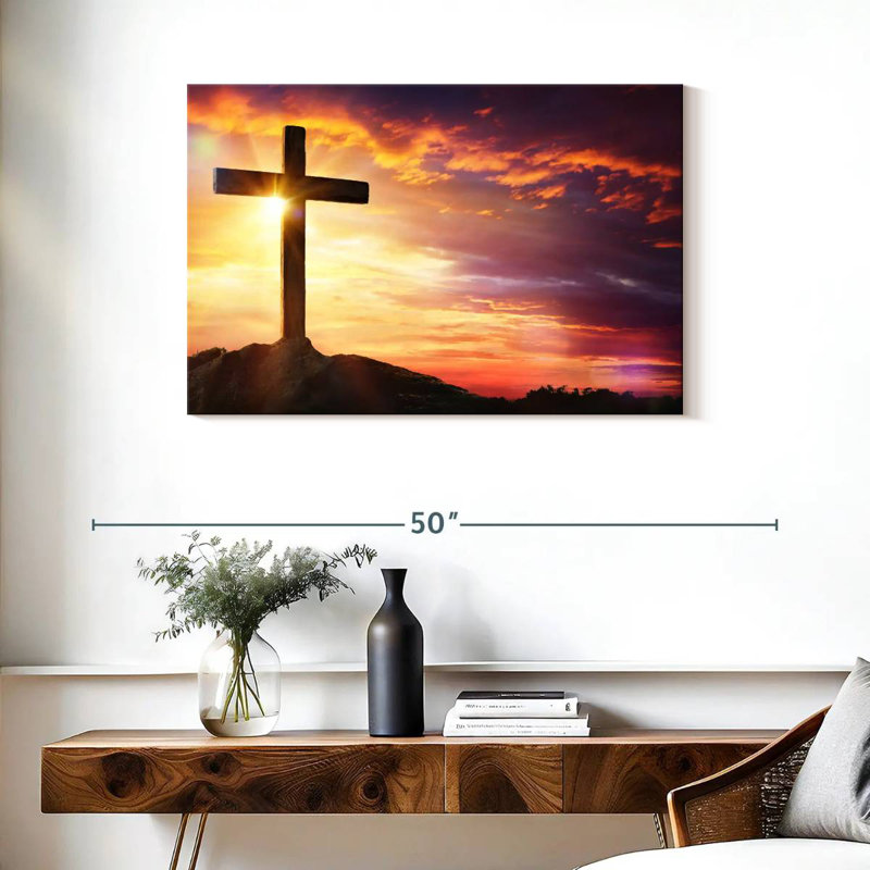 Adella Sunset With Cross, 24" H x 36" W