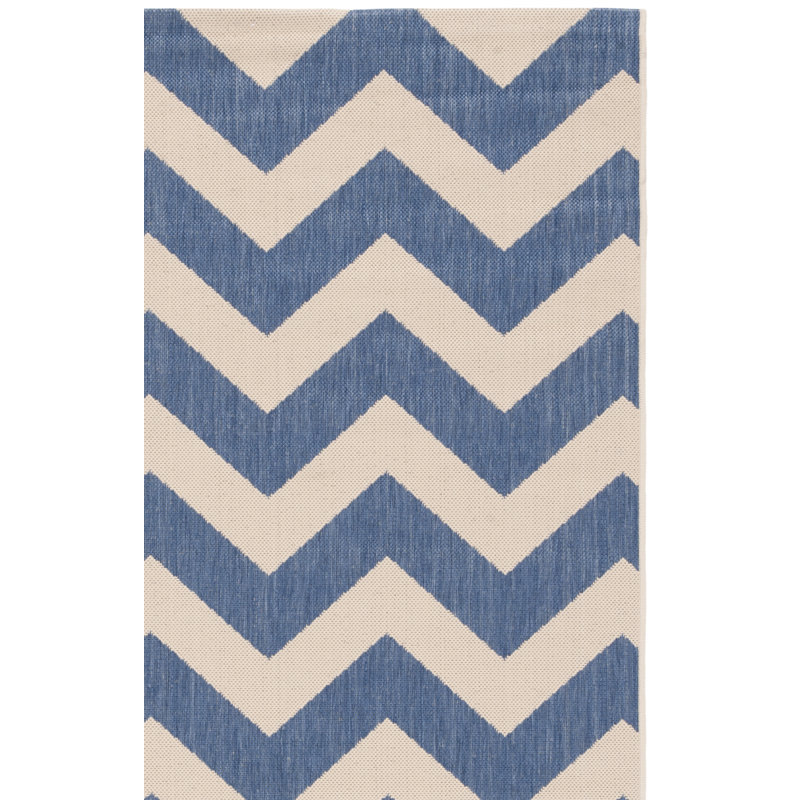 Tapis intérieur / extérieur bleu / beige Arneshia, Carré 4 pi