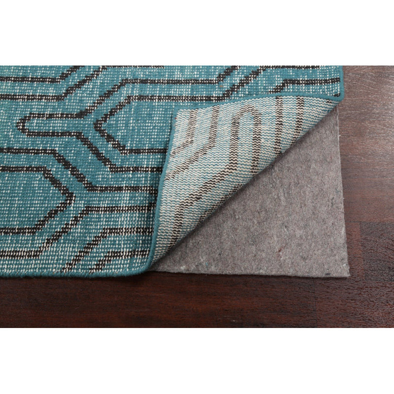 Tapis bleu sarcelle en laine noué à la main de conception unique 3 pi 7 po x 5 pi 8 po