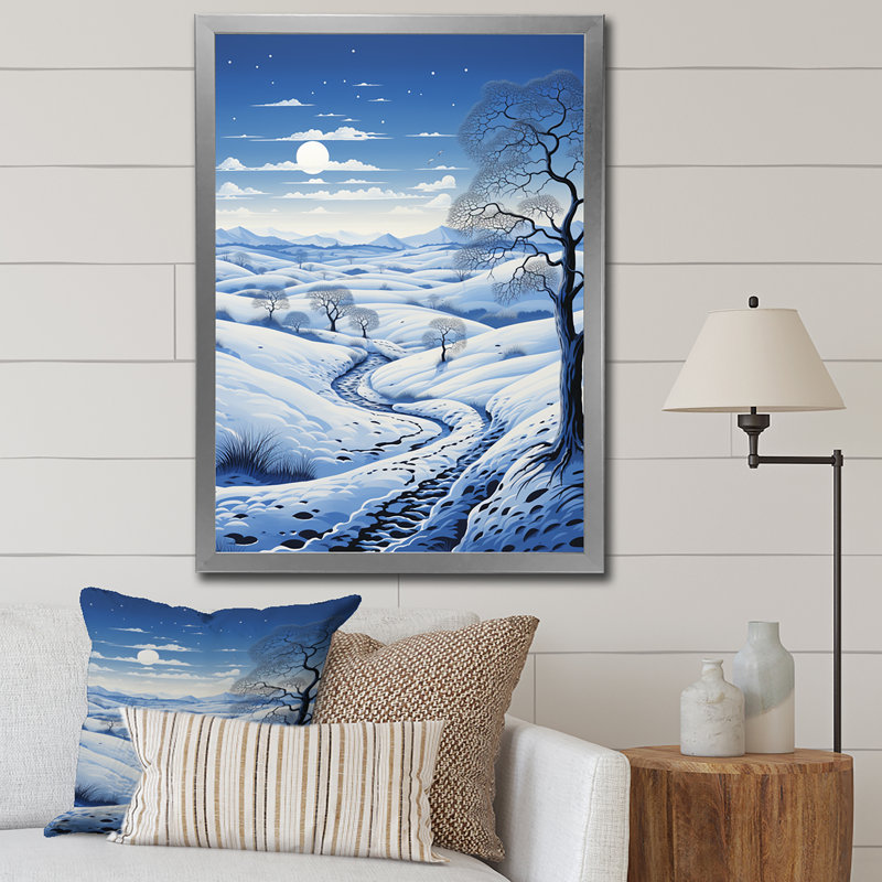 Snow Winters Solitude V - impression, Cadre photo argenté, H 44 po x l 34 po x P 1,5 po