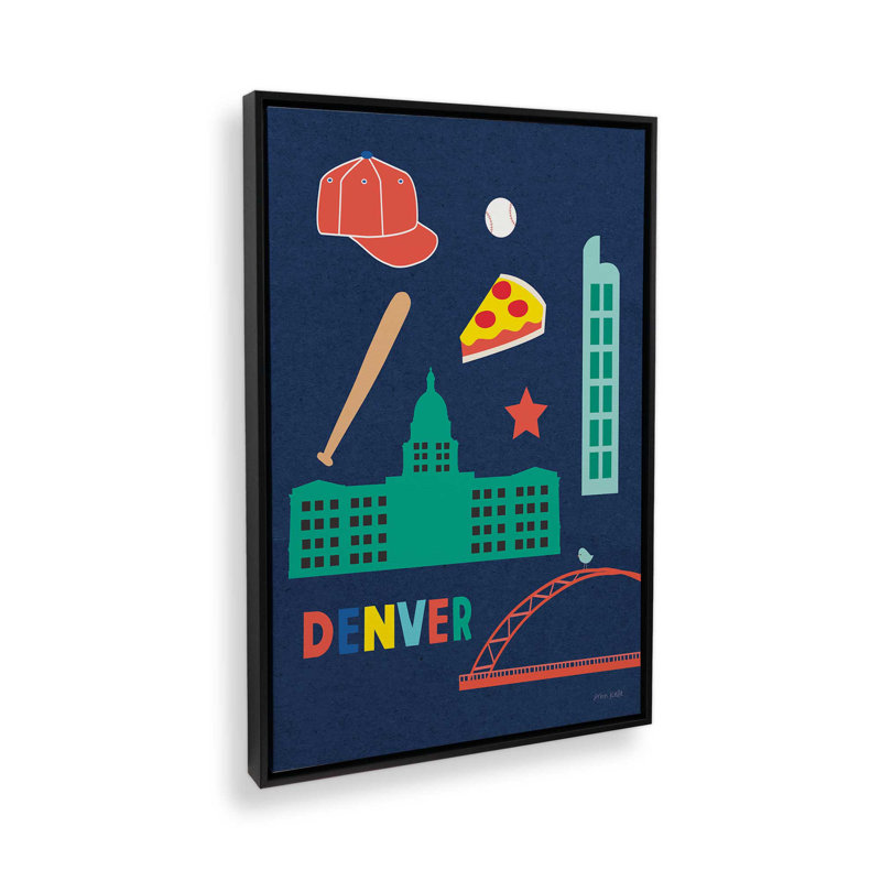 «City Fun Denver» par Ann Kelle, reproduction d'art, H 33,5 po x l 25,5 po, Impression sur toile flottante sans passe-partout
