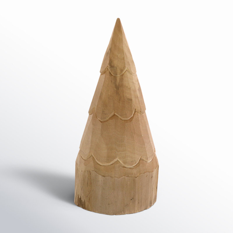 Carved Wood Primitive Tree, 9" H x 4" W x 4" D