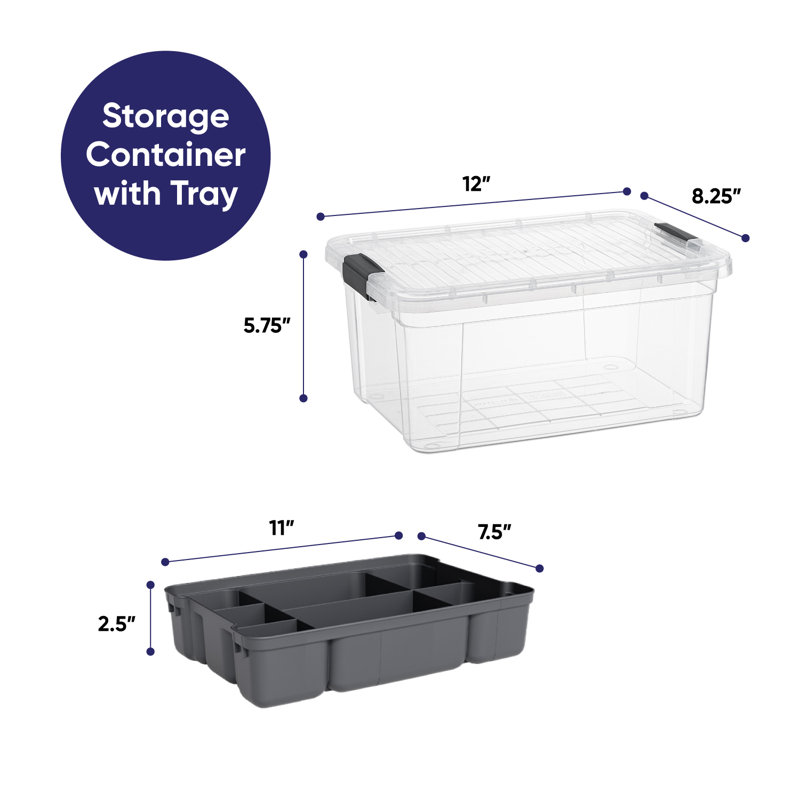  Mini bac de rangement transparent avec couvercle, 1,85 pte Boîte de rangement en plastique pour la maison, paquet de 24