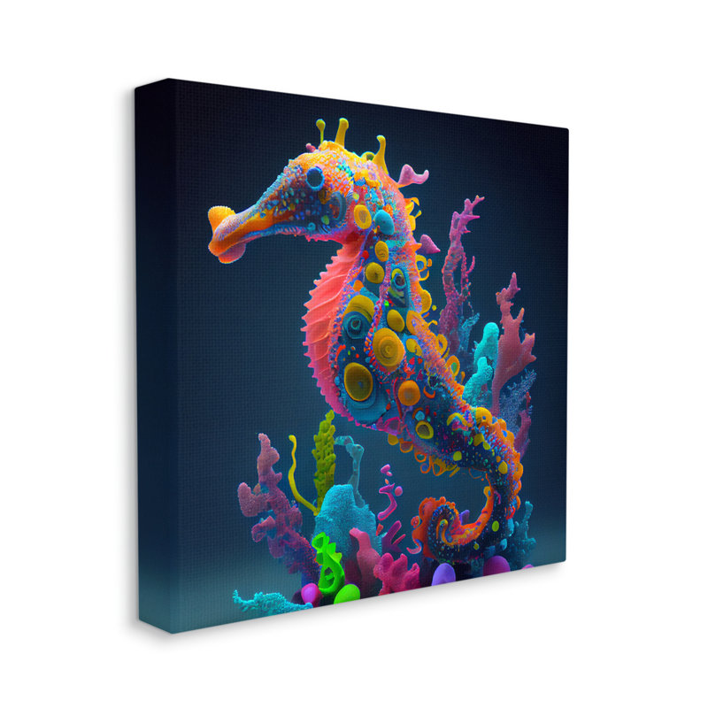 «Abstract Seahorse Vivid Hues» par Cybergeek Design - impression sur toile tendue, H 17 po x l 17 po x P 1,5 po