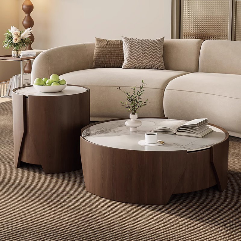Round rock plate end table combination, 19.7" H x 35.4" L x 35.4" W