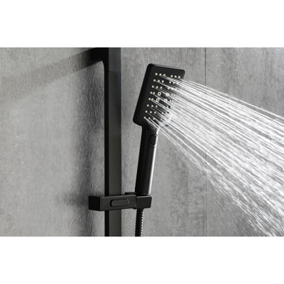 Height Adjustable Handheld Shower With 28-inch Slide Bar And 59-inch Hose, Matte Black Stainless Steel, Multiple Spray Options For All Ages, Ideal Chair Showers Steel Shower, Bar, Adjustable, Various