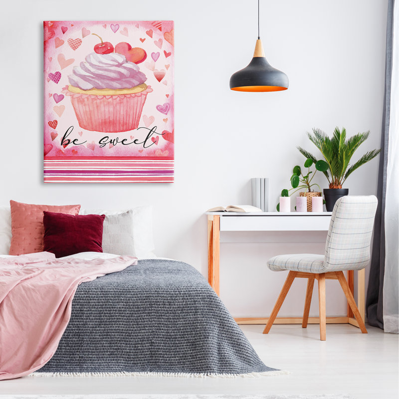 Be Be Romantic Hearts Cupcake par ND Art - impression sur toile tendue, H 48 po x l 36 po x P 1,5 po