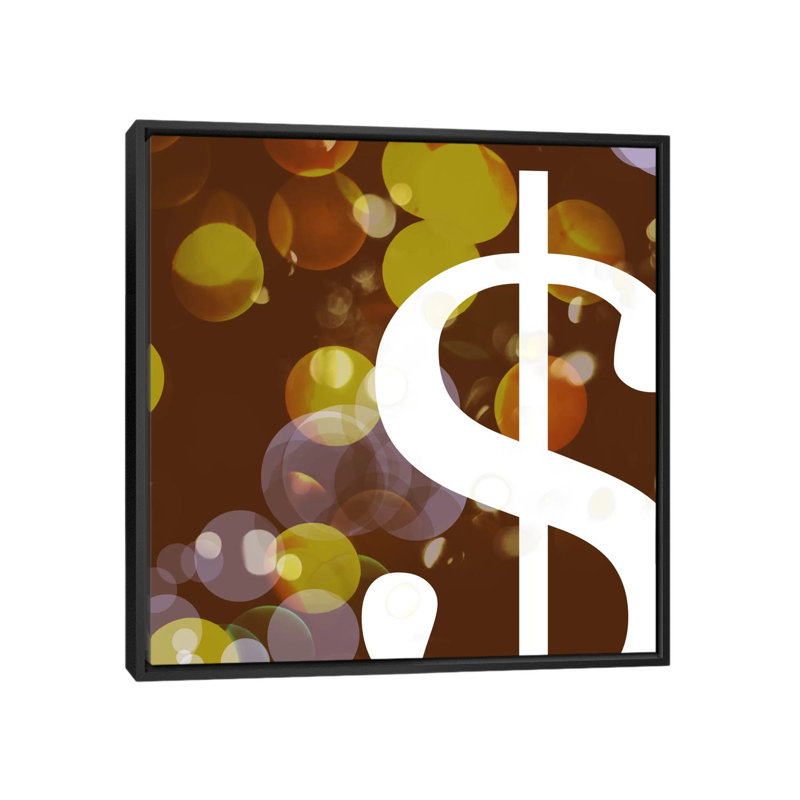 The Type Dollar Sign-Pearl - Reproduction d'art textuel sur toile tendue, H 18 po x l 18 po x P 1,5 po, Toile encadrée noire