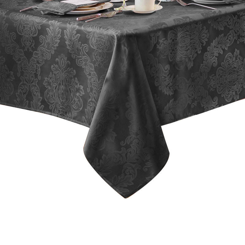 Gray 60" x 144" Polyester Damask Rectangle Tablecloth