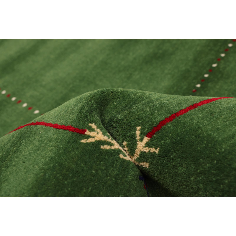 Tapis vert Kashkuli Gabbeh 4 pi 11 po x 7 pi 9 po