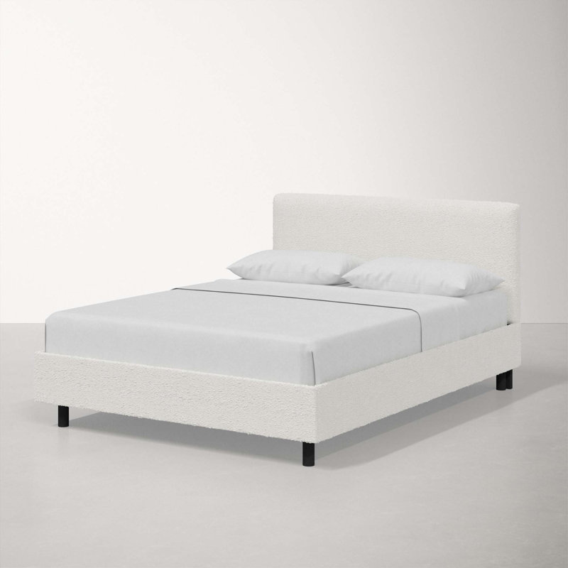 Adrien Upholstered Platform Bed, Classic Snow Boucle, King