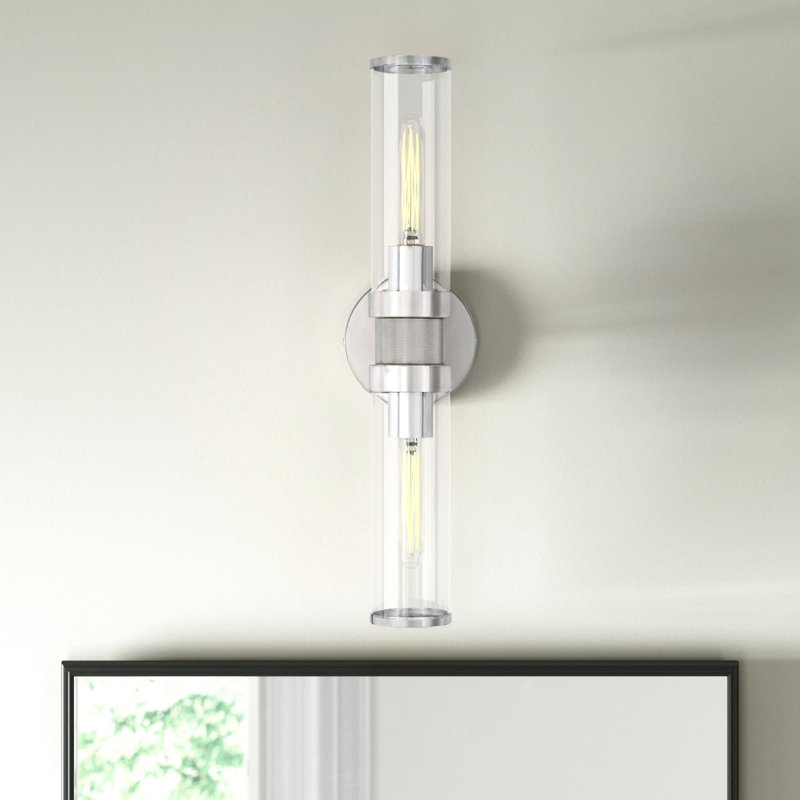Atley 2 Light Transparent Dimmable Bath Bar, Polished Nickel