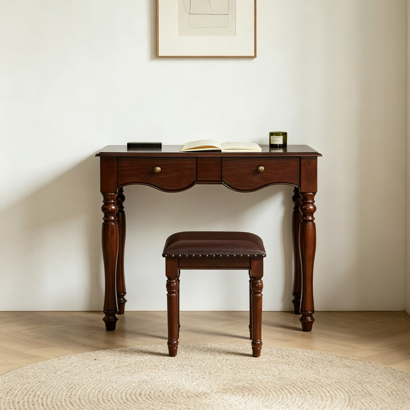 Bureau de rangement en bois d'hévéa brun foncé 39,37 po