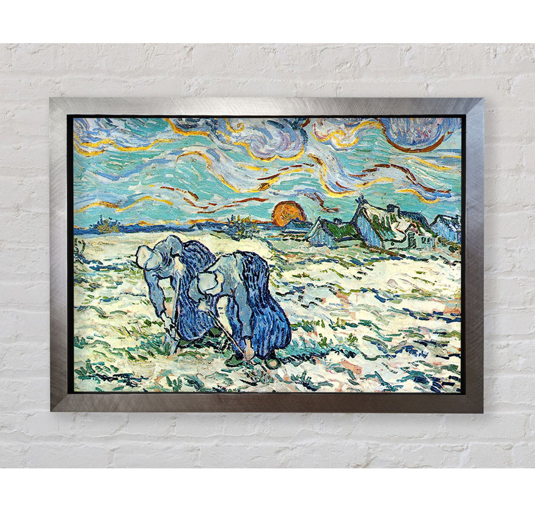 Gerahmtes Leinwandbild Two Digging A Grave In The Snow von Van Gogh